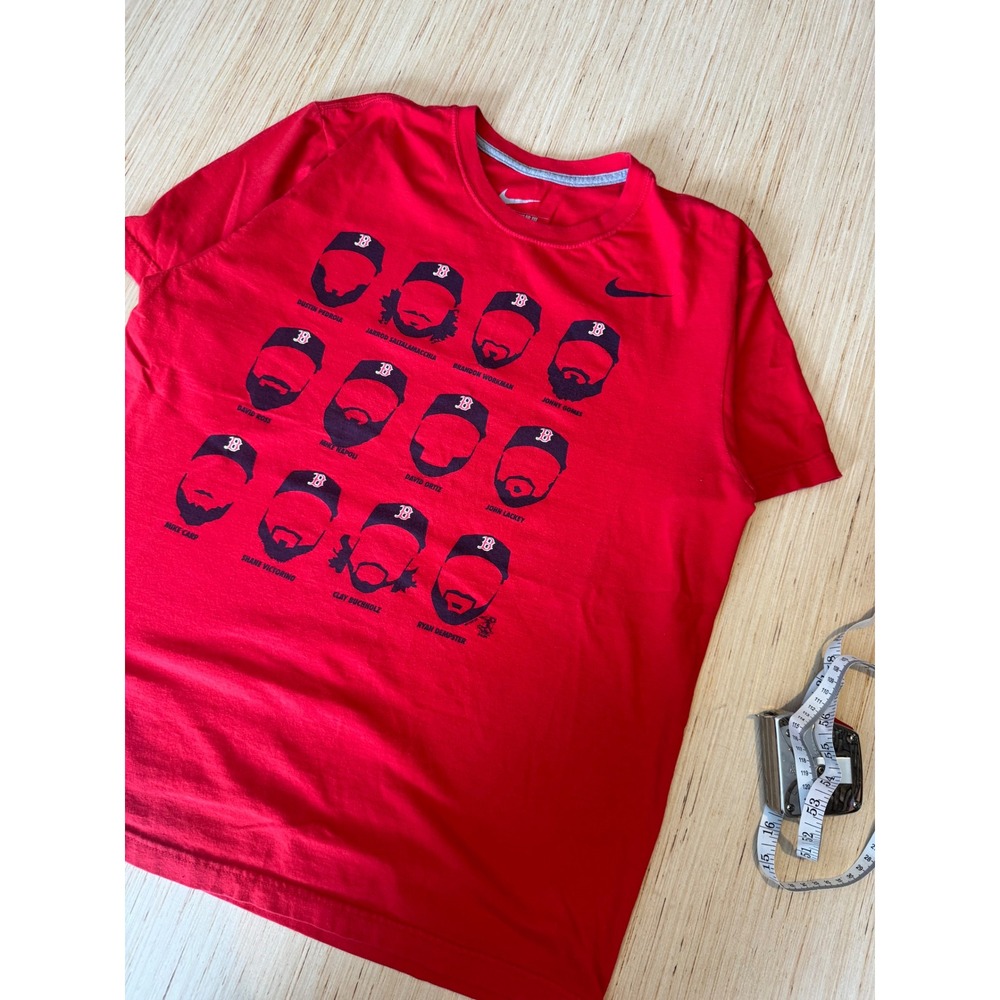 Nike Boston Red Sox Get Beard Graphic T-Shirt Red Mens Large World Series 47